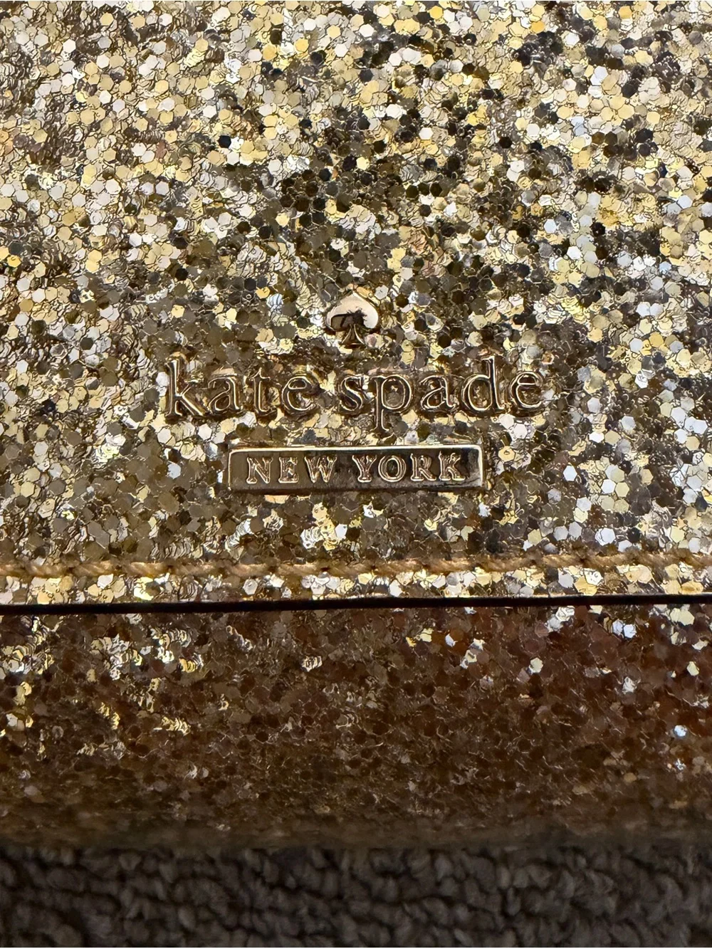 kate spade Gold Glitter Crossbody with Chain Strap